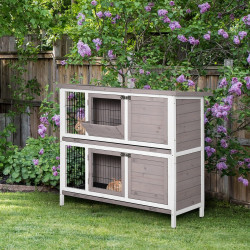 Conejera madera exterior con techo abrible PawHut 122x50x101 cm marrón