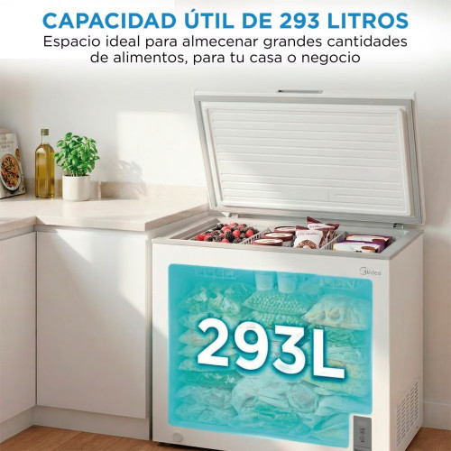 Congelador horizontal Midea, Inverter y tirador integrado - MDRC411FZE01 Blanco