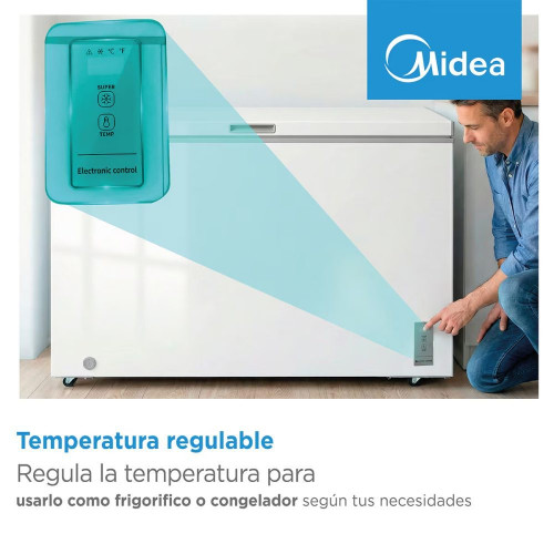 Congelador horizontal Midea, Inverter y tirador integrado - MDRC411FZE01 Blanco