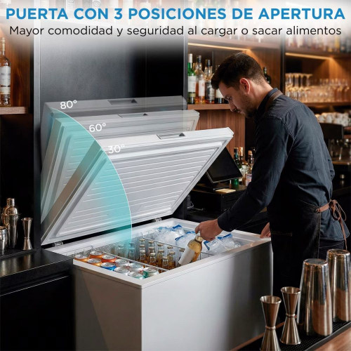 Congelador horizontal Midea, Inverter y tirador integrado - MDRC411FZE01 Blanco