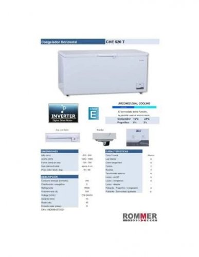 Congelador Horizontal Rommer CHE-520 T