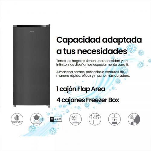Congelador vertical Infiniton CV-140L25DEV 145l E Negro