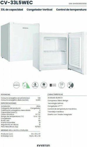 Congelador vertical Infiniton CV-33L5WEC