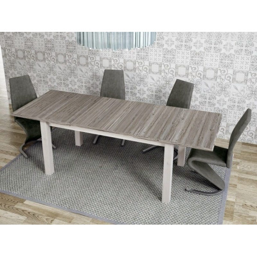 Conjunto de comedor con mesa extensible grande y 4 sillas tapizadas – Vic / Sallent