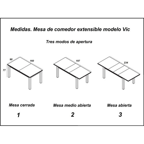 Conjunto de comedor con mesa extensible grande y 4 sillas tapizadas – Vic / Sallent