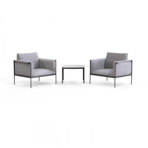 Conjunto de jardín Naterial Levo de acero gris para 2 personas