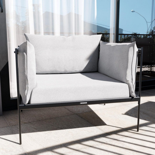 Conjunto de jardín Naterial Levo de acero gris para 2 personas