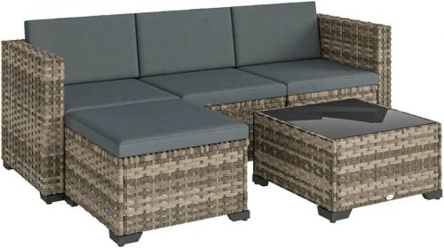 Conjunto de Jardín Outsunny 188x120x61 cm Gris