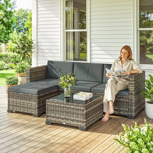 Conjunto de Jardín Outsunny 188x120x61 cm Gris