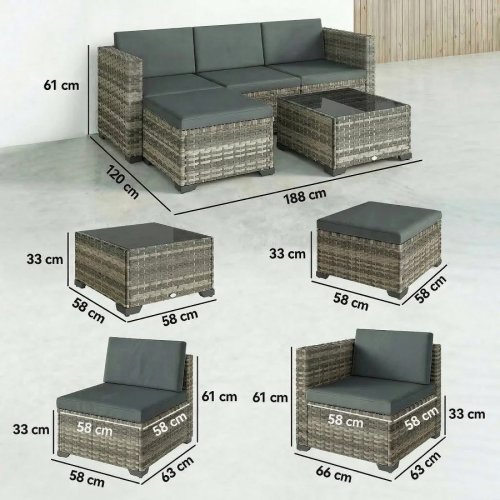 Conjunto de Jardín Outsunny 188x120x61 cm Gris