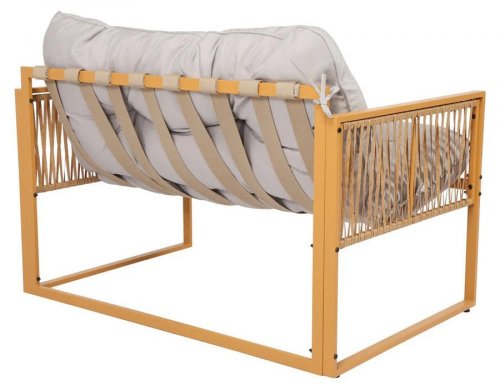 Conjunto de muebles de jardin de 4 plazas efecto ratán con cojines