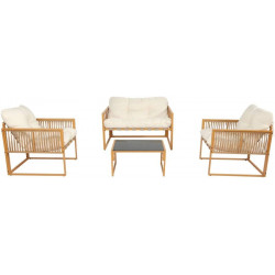Conjunto de muebles de jardin de 4 plazas efecto ratán con cojines bla