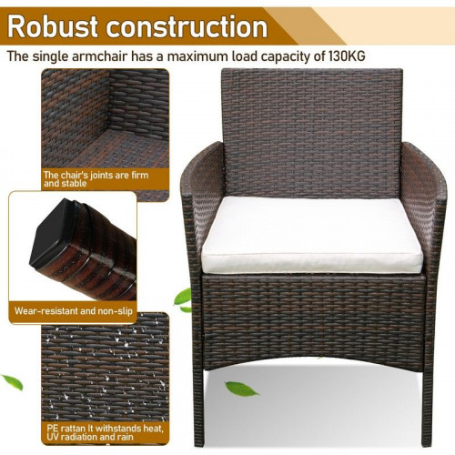 Conjunto de muebles de jardín de resina tejida marrón - 4 plazas - Sofá + Sillón + Mesa