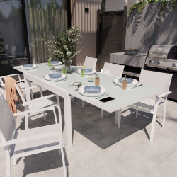 Conjunto de muebles de jardín Lyra II de aluminio para 6 comensales