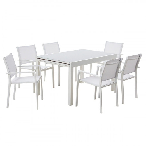 Conjunto de muebles de jardín Lyra II de aluminio para 6 comensales
