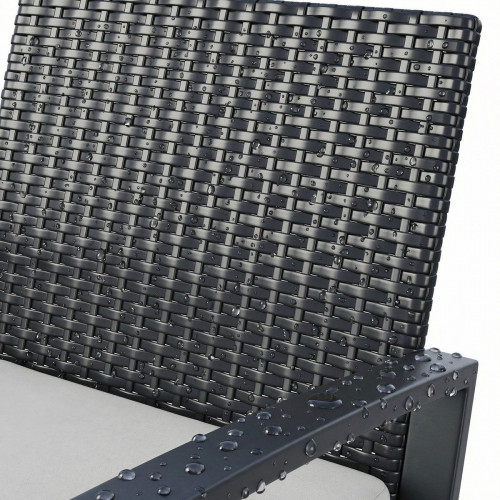Conjunto De Muebles De Terraza 4 Piezas En Ratán Negro, Sillones Mecedores Con Mesa De Vidrio Templado, Para Jardín Balcón