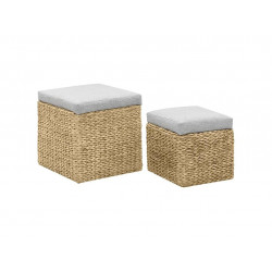 Conjunto de otomanas 2 piezas hierba marina gris