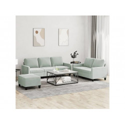 Conjunto de sofá de 3 piezas con cojines Terciopelo Gris Claro