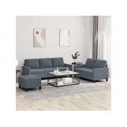 Conjunto de sofá de 3 piezas con cojines Terciopelo Gris Oscuro