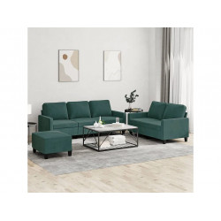 Conjunto de sofá de 3 piezas con cojines Terciopelo Verde Oscuro