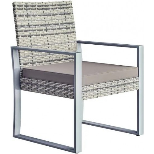 Conjunto mesa y sillas jardín 3 piezas ratán sintético gris