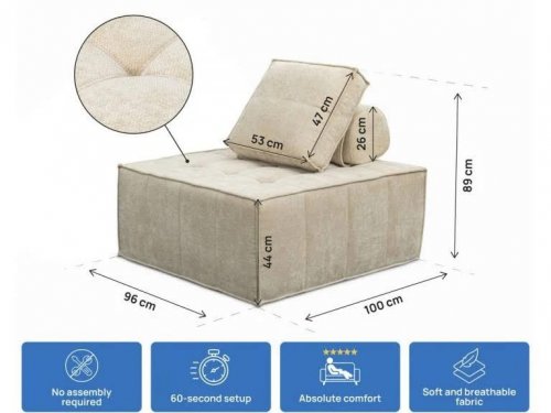 Conjunto sillones modulares tipo sofá en tela texturizada 