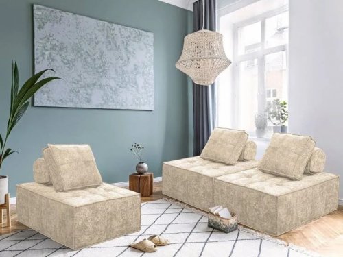 Conjunto sillones modulares tipo sofá en tela texturizada 