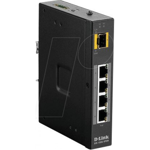 Conmutador, 4 puertos, Gigabit Ethernet, PoE, 1x SFP