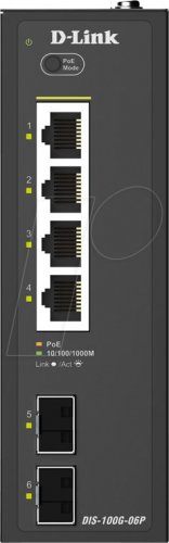 Conmutador, 6 puertos, Gigabit Ethernet, SFP, PoE