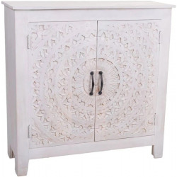 Consola Alexandra House Living Blanco madera de Mango 33 x 90 x 90 cm