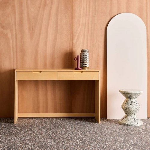 Consola de madera con 2 cajones