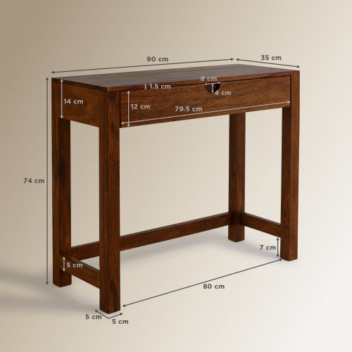 Consola de madera de palisandro con 1 cajón Bombay EuroVolter Natural