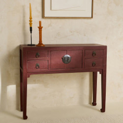 Consola de madera de pino Pekín Rojo