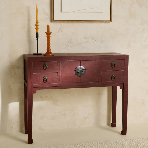 Consola de madera de pino Pekín Rojo