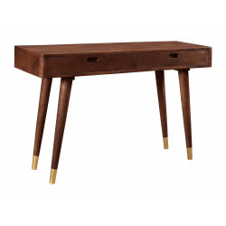 Consola de madera maciza con 2 cajones y detalles dorados - Colombo