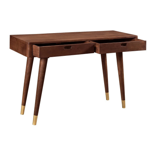 Consola de madera maciza con 2 cajones y detalles dorados - Colombo