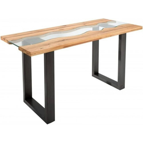 Consola de roble macizo de madera maciza de diseñador de Casa Padrino con vidrio de seguridad 140 x 60 x H.75 cm