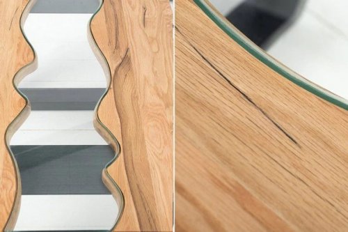 Consola de roble macizo de madera maciza de diseñador de Casa Padrino con vidrio de seguridad 140 x 60 x H.75 cm