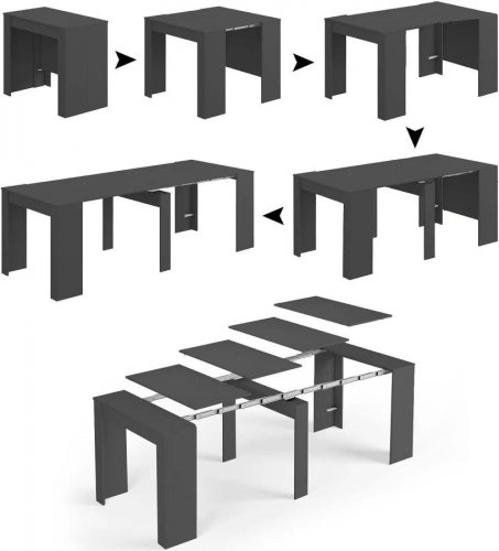 Consola Diluna Mesa de comedor extensible Mesa con extensiones multiusos 10 asientos