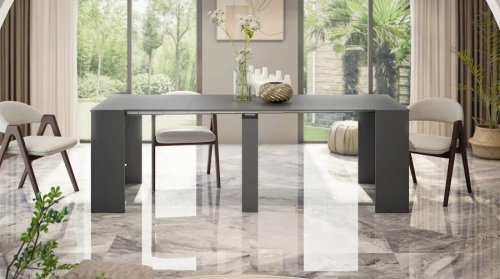 Consola Diluna Mesa de comedor extensible Mesa con extensiones multiusos 10 asientos