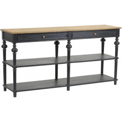 Consola Drapier Paris 2 cajones madera roble natural negro Estilo Romántico