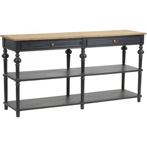 Consola Drapier Paris 2 cajones madera roble natural negro Estilo Romántico