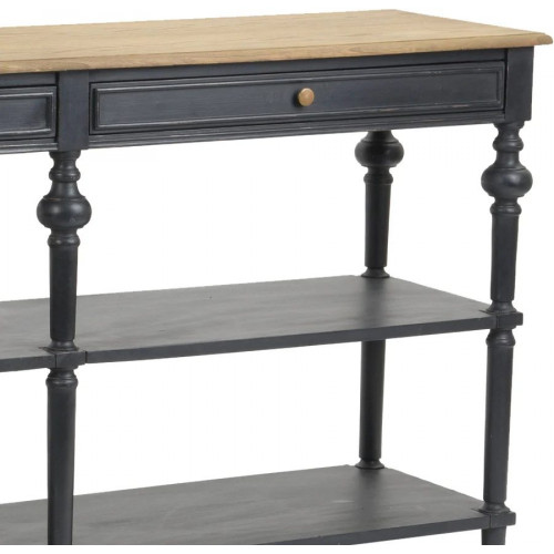 Consola Drapier Paris 2 cajones madera roble natural negro Estilo Romántico