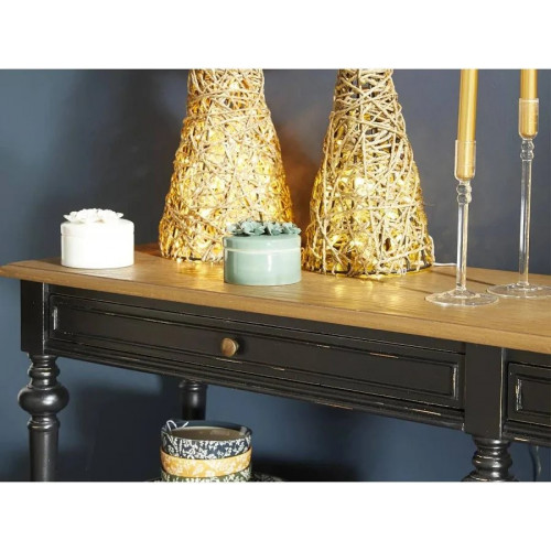 Consola Drapier Paris 2 cajones madera roble natural negro Estilo Romántico