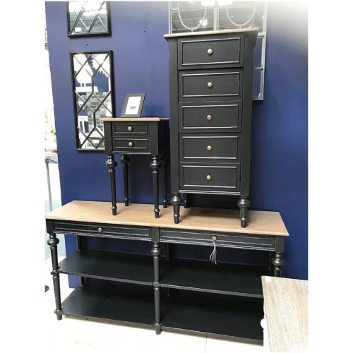 Consola Drapier Paris 2 cajones madera roble natural negro Estilo Romántico