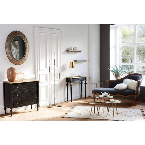 Consola Drapier Paris 2 cajones madera roble natural negro Estilo Romántico