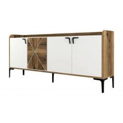 Consola efecto madera de nogal, blanca 180x35h78 cm