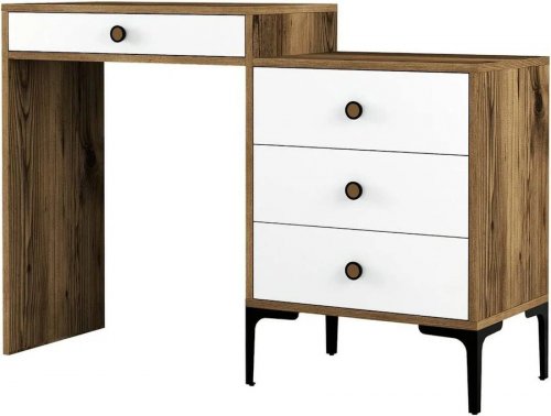 Consola efecto madera nogal, blanco 124x40 cm
