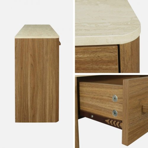 Consola efecto madera travertino con 2 cajones