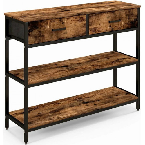 Consola industrial 100x30x80 cm con 2 cajones abatibles elegante